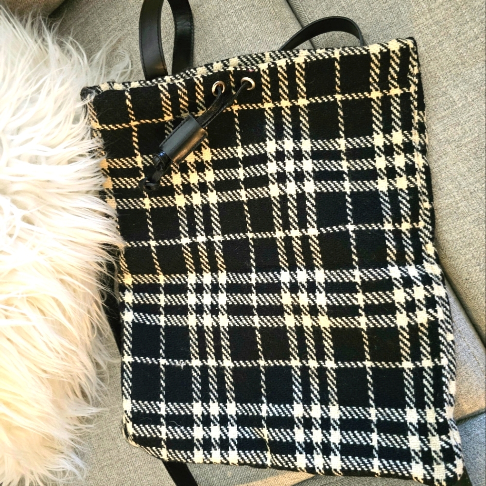 Authentic Vintage Burberry Classic Plaid Black and White Women's Bag